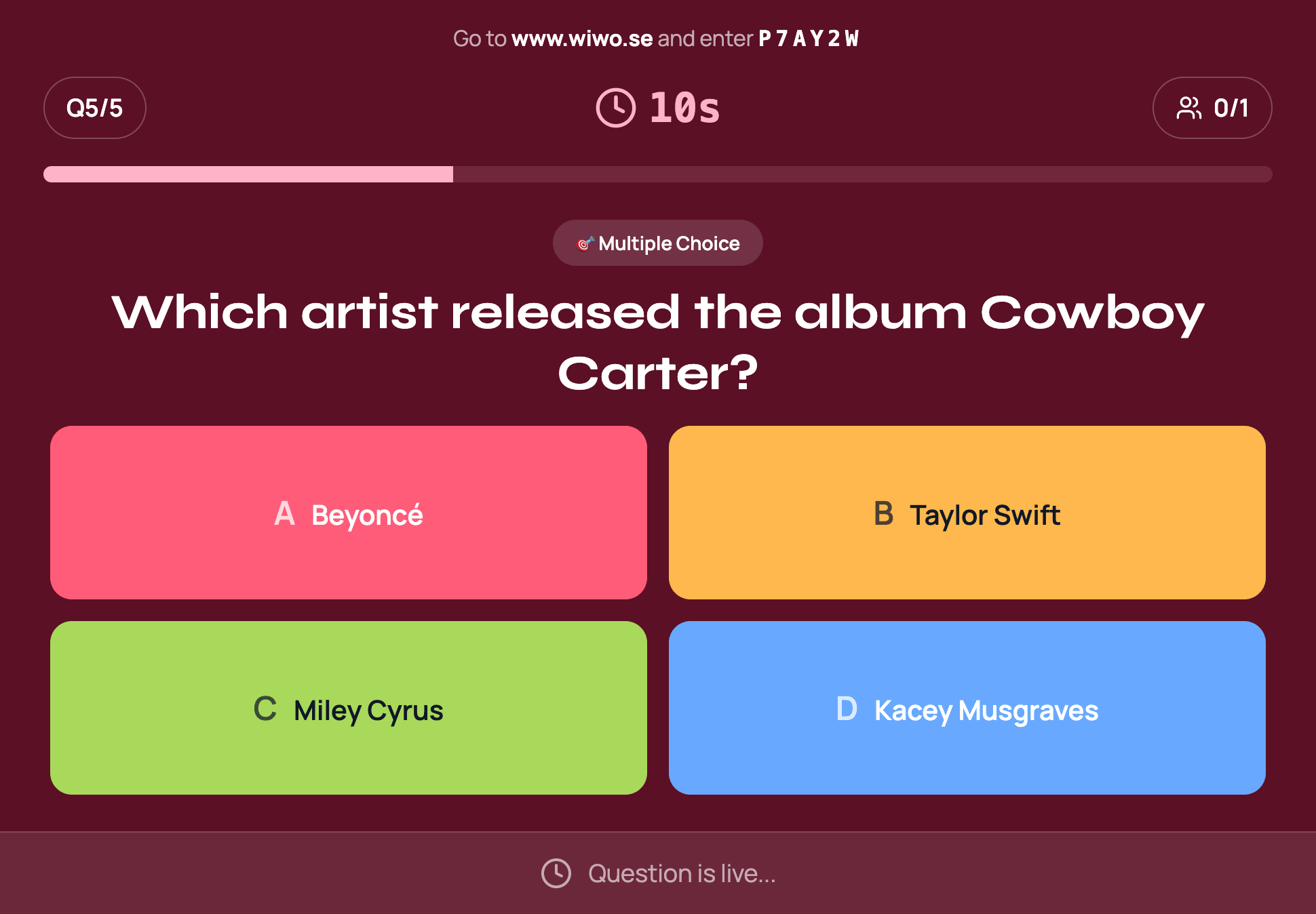 Styled quiz presentation preview