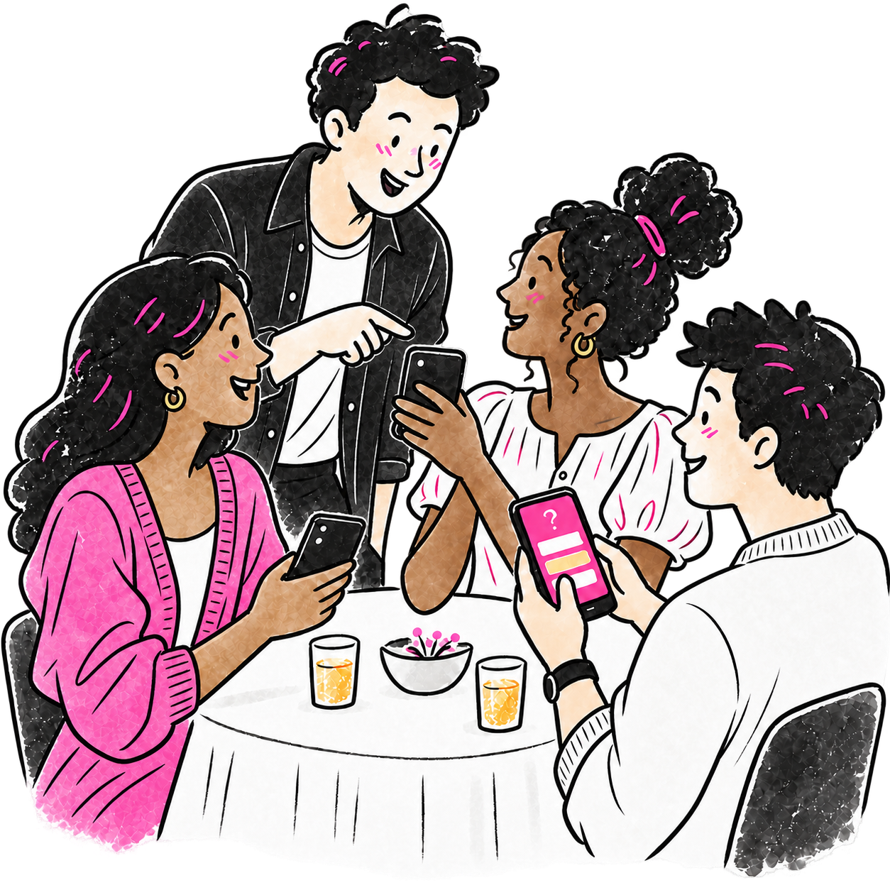 A group playing a quiz together at a celebration
